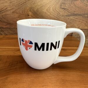 I Love Mini Cooper Coffee Tea Mug Cup Union Jack Heart British Flag White Promo